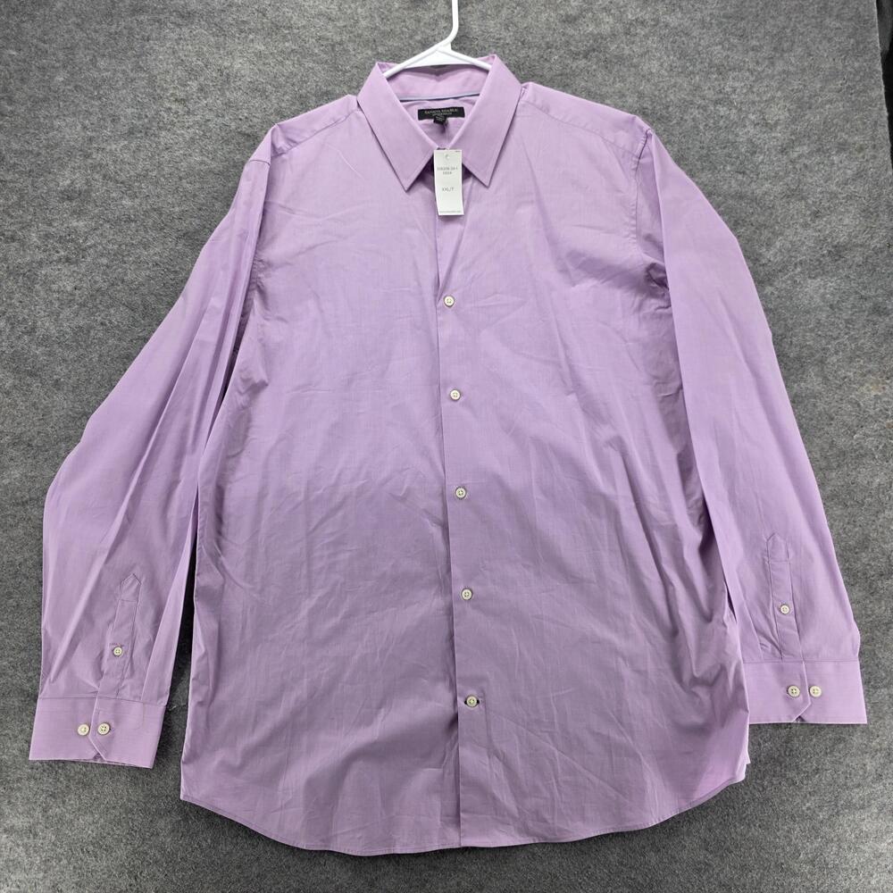 Banana Republic Dress Shirt Mens 2XLT Purple Stretch Slim Fit Spread Collar